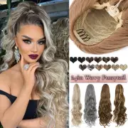 Long Drawstring Clip Ponytail Real As Human Hair Pony Tail Extension Balayage US