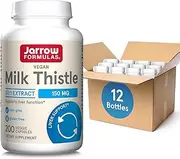 Jarrow Formulas Milk Thistle 150Mg - Antioxidant Supporting Immune Response, Liver Function and Glutathione - Up to 200 Servings (Veggie Caps), Pack of 12