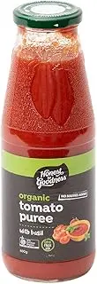 Honest to Goodness, Organic Tomato Puree with Basil, 690 Grams - Crafted from the Finest, Freshly Harvested, 100% Organic Ripe Italian Tomatoes with the Aromatic Touch of Organic Basil.