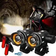 40000LM LED Mountain Bike Lights Rechargeable Bicycle Torch Front &Rear Lamp Set