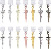Mobile Phone Dust Plug Hanger 42 mm Dustproof Plug for Mobile Devices with Sword Pendants Type C Dust Plug Pendant Connection Cover for Mobile Phones Tablet Headphones Pack of 14, Alloy