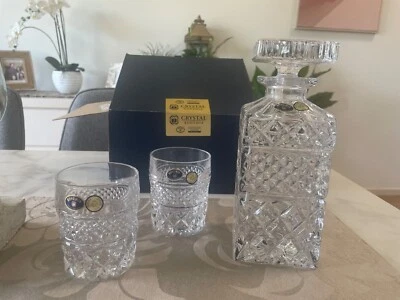 Bohemia Crystal Madison Whisky Set 1+2pc set. This set is 24% lead crystal.