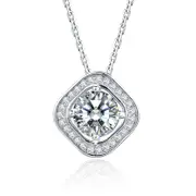 Sterling Silver 1.0ct Moissanite Square Hypoallergenic Necklace