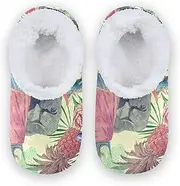 [Caihoyu] Kids Girls Boys Closed Back House Slippers Coral Fleece Non-Slip Lightweight House Slipper Socks Bedroom Home Office Travel Yoga