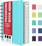 Password Book with Individual Alphabetical Tabs, 4"X5.5" Small Password Notebook