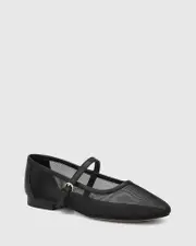 Alora Black Mesh Textile Mary Jane