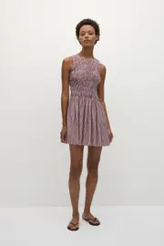 Heidi Mini Dress Gingham Deep Red