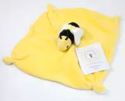 Burts Bee Baby Yellow Lovey Security Blanket Soft Plush Organic Cotton Knotted