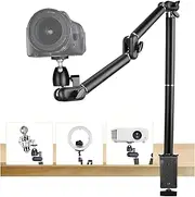 TARION Overhead Tripod Camera Desk Mount 360° Flexible Articulating Arm with 3/8'' Screw and 3/8'' to 1/4'' Screw for DSLR Cameras Projector Ring Light (L)