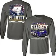 Checkered Flag Sports Chase Elliott 2025 Long Sleeve NAPA Patriotic 2-Spot T-Shirt Gray