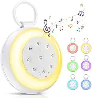 White Noise Machine, Necomi 24 Soothing Sound, Portable Baby Sleep Sound Machine with Bright Light, 6 Colors Night Light, Sleep Timer, USB Rechargeable, for Kids Adults