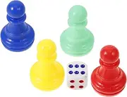 Yardwe Family Party Game Pieces 4 Plastic Chess Pawns Dice Set Ludo Checkers Tokens for Social Gatherings