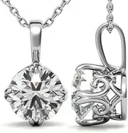 [Generic] Customize Jewel GIA/IGI 0.90 Carat Round Cut Natural Earth Mined Diamond Solitaire Vintage Antique Double Prong Pendant In 14k White Yellow Rose Gold For Women,Color -F & Clarity -I, Medium, Gemstone,