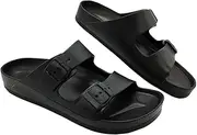 [LUFFYMOMO] Adjustable Slip on Eva Double Buckle Slides Comfort Footbed Thong Sandals for Womens Mens