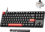 LEMOKEY X1 Wired Mechanical Keyboard, QMK Programmable TKL Layout with Pre-Lubed Tactile Switch, North-Facing Red Backlit NKRO Compatible with Windows