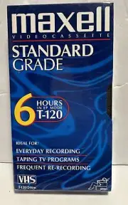 MAXELL Video Cassette Standard Grade 6 Hours In Ep Mode T-120/ 246m-Sealed