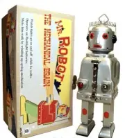 BRAND NEW MR. ROBOT THE MECHANICAL BRAIN WIND UP BATTERY OP TIN ROBOT MINT