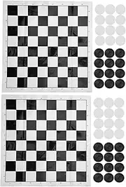XIASABA International Checkers Set 2Set with Plastic Film Checkerboard Travel Board Games Set