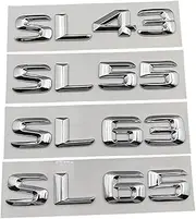 NPZPTFVFNR 3D ABS Chrome Letters Car Rear Trunk Badge SL43 SL55 SL63 SL65 Emblem Logo Fit for Mercedes SL AMG R230 R290 R231 Car Accessories(Chrome Silver,AMG(Trunk Letters))