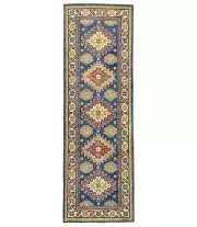 Kazak Oriental Runner Rug Tribal Geometric Kitchen & Hallway Carpet 3X8 ft
