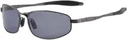 [ZHILE] Wrap Polarized Sunglasses Al-Mg Metal Temple Spring Hinged Nickel Free (Gunmetal, Grey)