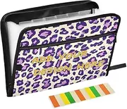 Custom Paper Expanding File Folder 13 Pockets A4 Letter Size Personalized File Storage Organizer with Zipper Closure for School Home Office Classroom Leopard Purple carpeta de