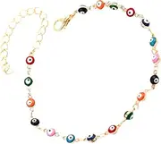 [DEARMAMY] 7 Colorful Eye Anklet for Women Adjustable Beach Anklet Foot Pendant Chain Fashion Jewelry