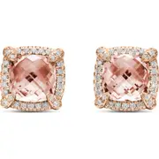 David Yurman Châtelaine Pavé Bezel Stud Earrings with Morganite and Diamonds