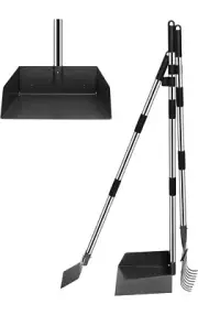 3pc Dog/Pet Pooper Scooper with Long Handle, Metal Pet Poop Tray and Rake Set