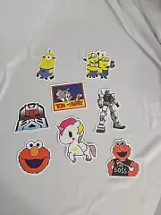 8 Sticker Lot cartoon Minions Transformers Seseme Street Elmo Unicorn Tom&Jerry