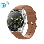 1.36 Inch Round Screen Bluetooth Smart Watch With Leather Strap Silver Smart Watches