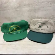 Vintage John Deere Piggott AR Tractor Equip Hat SnapBack 2 Cap Lot Rope Bill