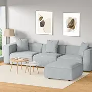 Artiss Sofa Lounge Set 4 Seater Modular Chaise Chair Suite Couch Fabric Grey