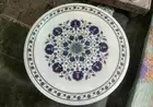 30" round White Marble Coffee Table Top lapis Design Inlay Work Sofa Side Table