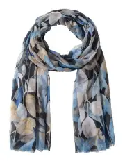 [Gregory Ladner] Leaf Print Scarf in Blue