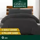Giselle Cotton Quilt Cover Set Queen Bed Duvet Cover Hotel Black