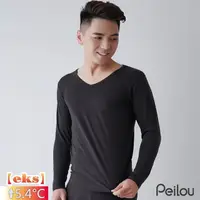 在飛比找PChome24h購物優惠-PEILOU 貝柔EKS重效機能吸濕發熱保暖衣_男V領(黑)