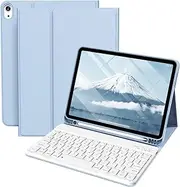 KVTVOU for iPad Air 11 inch 7th/6th M3/M2 (2025/2024), Air 5th/4th Generation Case with Keyboard 10.9"(2022/2020), Detachable Wireless Bluetooth Thin & Light with Left Side Pencil Holder, Sky Blue