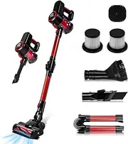 Cordless Vacuum Cleaner for Home Powerful Suction Self-Standing Stick Vacuum Cordless Rechargeable 180° Bendable Tube Crevice Tool Long Runtime Versatile for Carpet Hardwoods Tile All Floor Stairs
