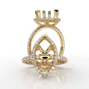 Proposed Pave Marquise Semi Mount Diamond Engagement Ring 14k Yellow Gold 1Ctw