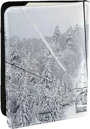 [JEJEA] Winter Old Cable Ski Lift Print Travel Organizer Credit Cards Case Passport BookPassport Holder Cover Wallet forTraveling,, Black, One Size
