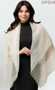 Orenburg Goat fluff scarf large Handwoven woolen shawl Ecru Russian shawl wool