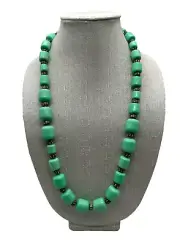 J. Crew Sea Foam Green Thermoset Lucite Rhinestone Chucky Bead Long Necklace