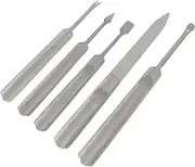 LALADEFIEE Professional Manicure Tools Set: 5pcs Forks Cuticle Remover Polish Remover Nail Buffing Scissors
