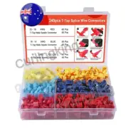 240PCS T-TAPS WIRE TERMINAL CONNECTORS INSULATED 22-10AWG QUICK SPLICE COMBO KIT