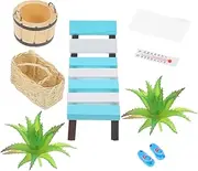 Vaguelly Micro Landscape Toy Beach Style Miniature Ornament Wooden Chaise Lounge