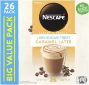 Nescafe 98% Sugar Free Caramel Latte Coffee Sachets 26-Pieces