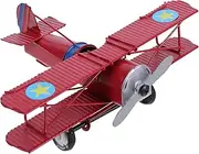 Generic Vintage Plane Model Retro Aircraft Glider for Home Red Biplane for Decoration Imaginative Play and Christmas Present