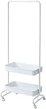 Yamazen LTH-2B(WH) Trolley Hanger, White, 2 Baskets, 2 Tier Baskets