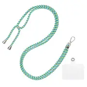Phone Lanyard Adjustable Neck Lanyard with Transparent Patch Blue Yellow Green